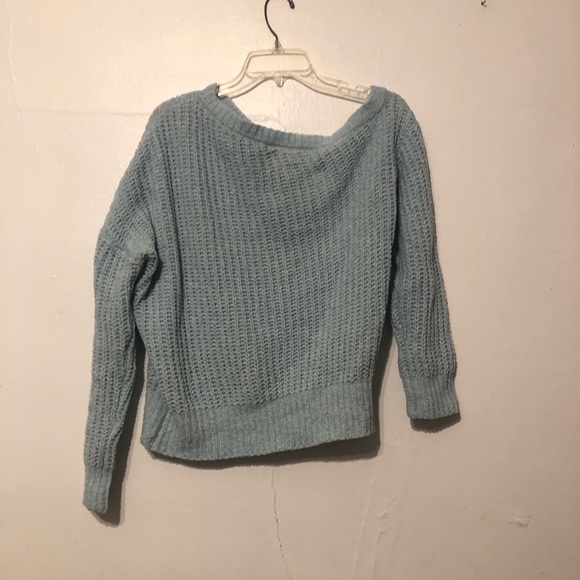 Polly & Esther chenille  sweater dropped  shoulder light blue medium - Picture 5 of 8